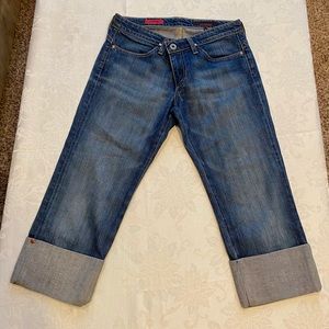 NWOT -AG Adriano Goldschmied Jeans The Shorty Cropped Roll Cuff Capris Size 28 R